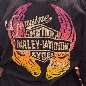 Harley-Davidson Black Top with Pink and Yellow Ombre Wing Graphic